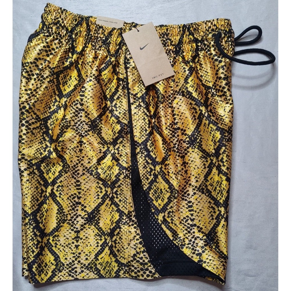 NIKE FLY Women XS Vivid‎ Sulfur DRI-FIT Loose Snake Print Basketball Shorts NEW - Picture 4 of 16